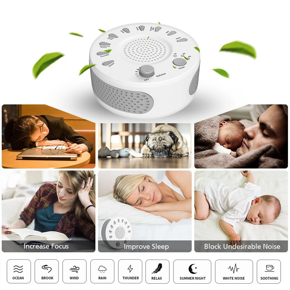 

Pro Baby Mom Sleep Soothers Sound Machine White Noise Record Voice Sensor 9 Kinds Natural Sounds Auto-off Timer For Home