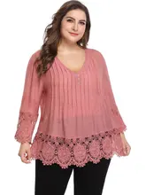 Plus Size Vintage Blouse Office Ladies Summer Pink Blouse Sexy V Neck Beach Casual Tops Loose Hollow Out Elegant Blouse 2019 Plus Size Vintage Blouse Office Ladies Summer Pink Blouse Sexy V Neck Beach Casual Tops Loose Hollow Out Elegant Blouse 2019