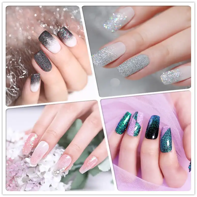 1 Gboîte Holo Ongle Paillettes Poudre Dégradé Pour Uv Gel Vernis Ongles Décorations Sucre Paillettes Trempage Manucure Nail Art