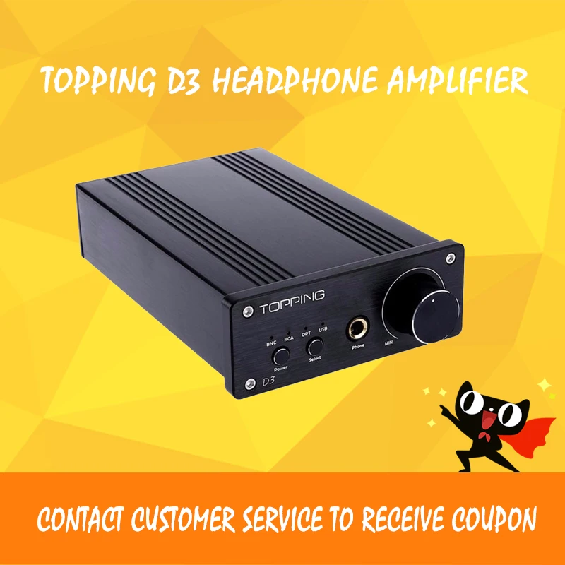

TOPPING D3 Headphone Amplifiers USB Optical Coaxial BNC USB DAC 24Bit/192kHz Portable Headphone Amplifier With Power Supply