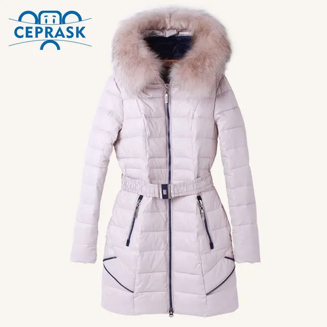 Cheap Ceprask 2016 High Quality Winter Warm Down Jacket Women Plus Size Long women's winter coats Fashion Parka Natural Raccoon Fur