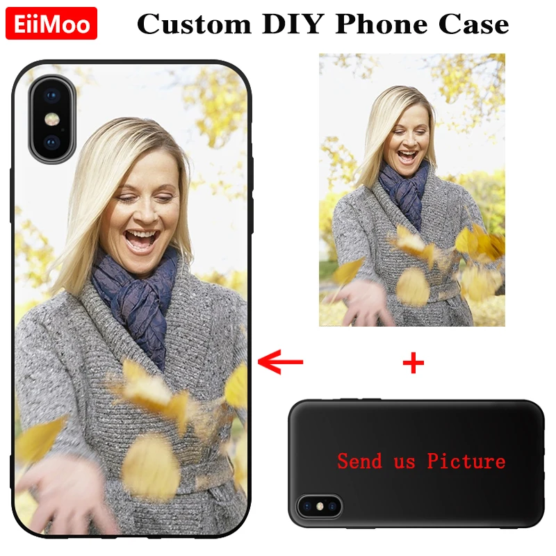 

EiiMoo Photo Custom ized Phone Case For iPhone XS Max XR X Case Silicone Black Cover iPhoneX X S R XsMax Picture DIY Funda Coque