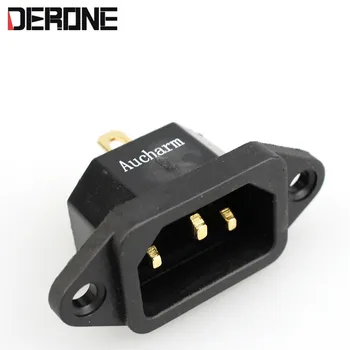 

1piece IEC seat Inlet Module Plug Power Socket Gold-plated 10A 250V for hifi audio amplifier dac free shipping