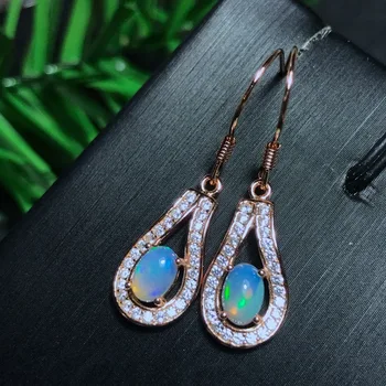 

[MeiBaPJ Natural Opal Gemstone Fashion Drop Earrings for Women Real 925 Sterling Silver Charm Fine Jewelry