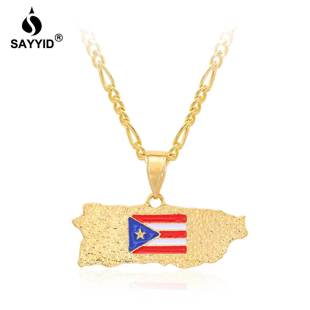 

SAYYID Brand Jewelry New Design Puerto Rico Map Pendant Necklace Women's Gold Necklace Free Shipping