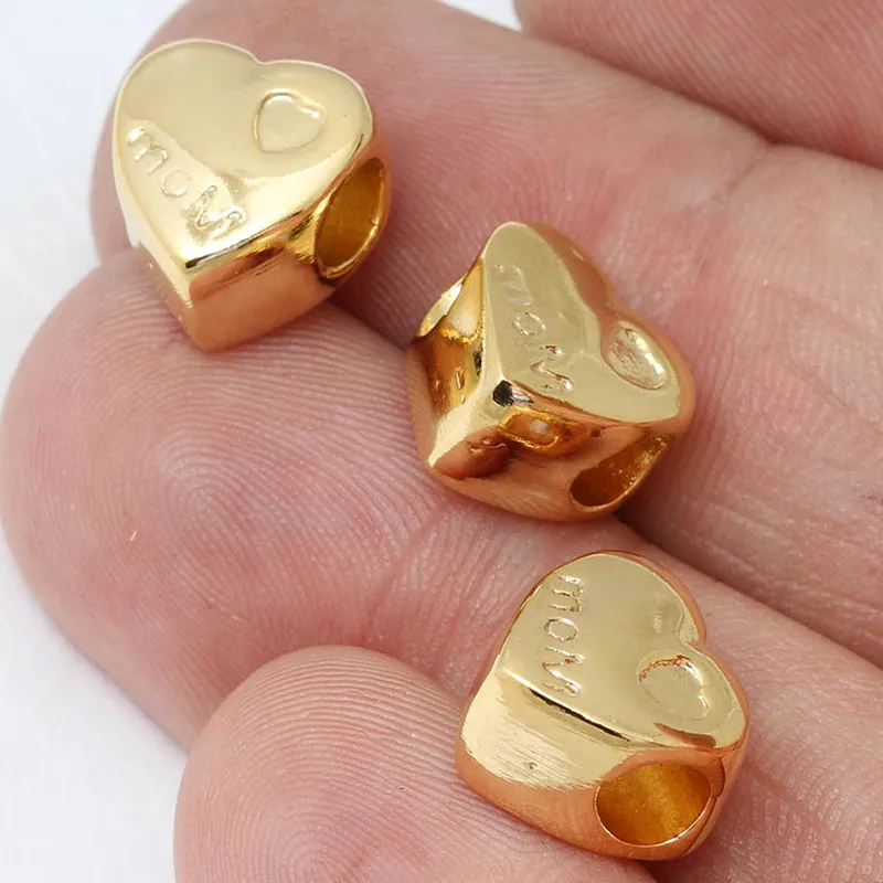 

.. 5pcs..Inner 5mm 24k Shiny Gold Heart Charms, , MTE189*