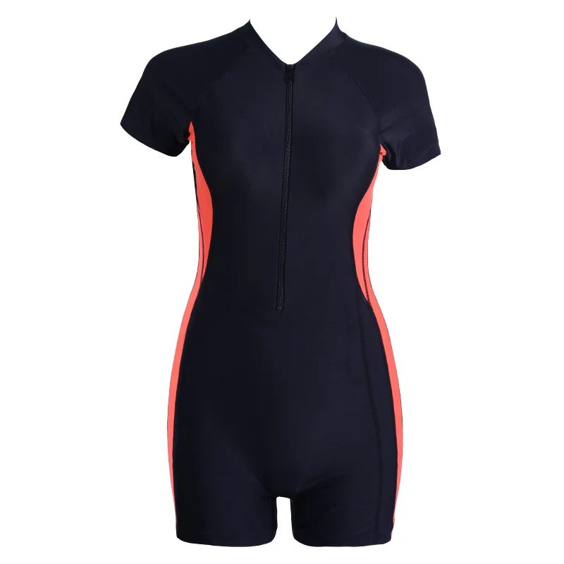 

2019 New Plus Size Swimwear Athletic Training Bathing Suit Beach Surfing Sport Swimsuit Women One Piece Zipper Swimsuits