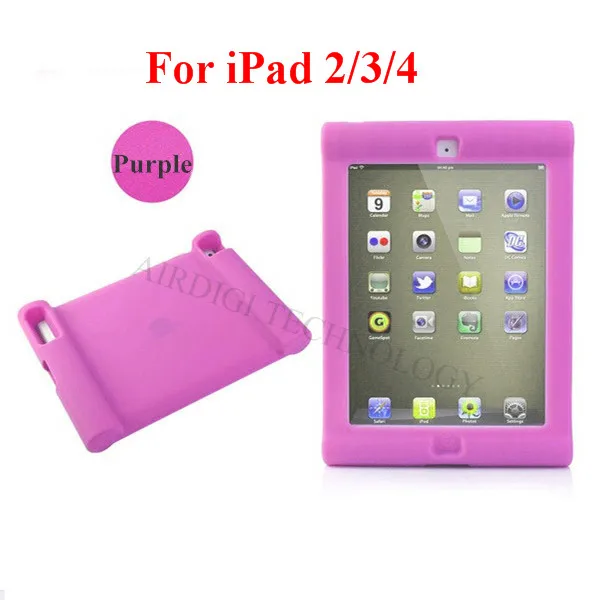 Противоударный Защитный чехол для Apple iPad 2/3/4 силиконовый ударостойкий чехол Крышка для дома Для детей с бесплатной доставкой - Цвет: purple for ipad 2 3