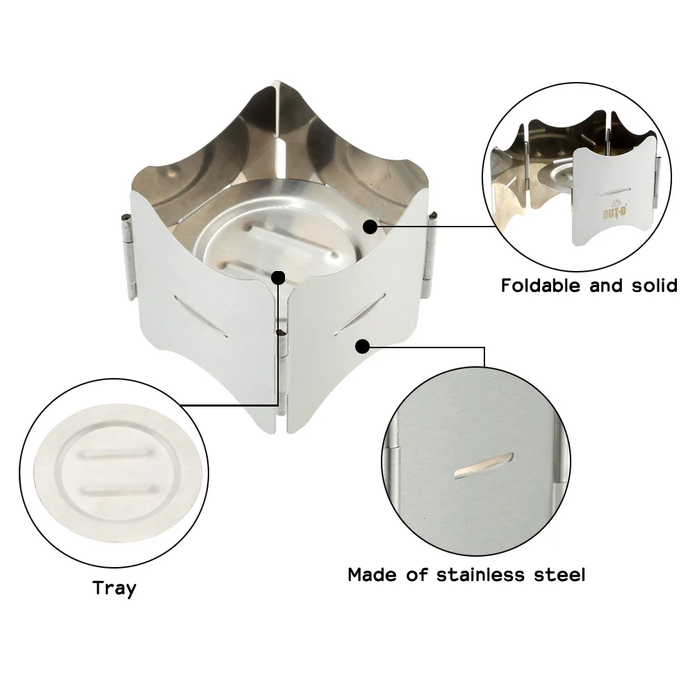 Портативный твердого топлива Кемпинг плита Statinless сталь складной открытый печи горшок стенд спиртовые печи