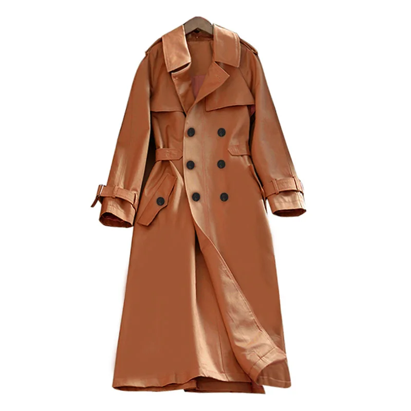 Manteau Mode longue Femmes khaki Ceinture Coupe Automne Mujer Mince Milieu vent 2018 Casual Breasted Black Femelle caramel Double Kaki S3 Color Tranchée Azw0Fntq5n