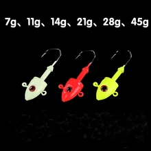 5 шт./партия, рыбьи глаза 3D, рыболовные крючки из высокоуглеродистой стали, красный свинец, рыболовные крючки 7 г, 11 г, 14 г, 21 г, 28 г, 32 г, 45 г