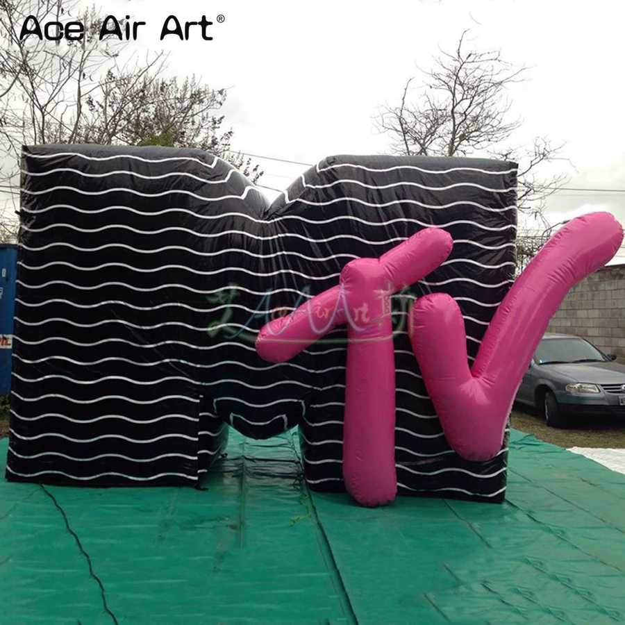 Новый стиль надувной логотип стена знак и симбль MTV буквы для стены концерта
