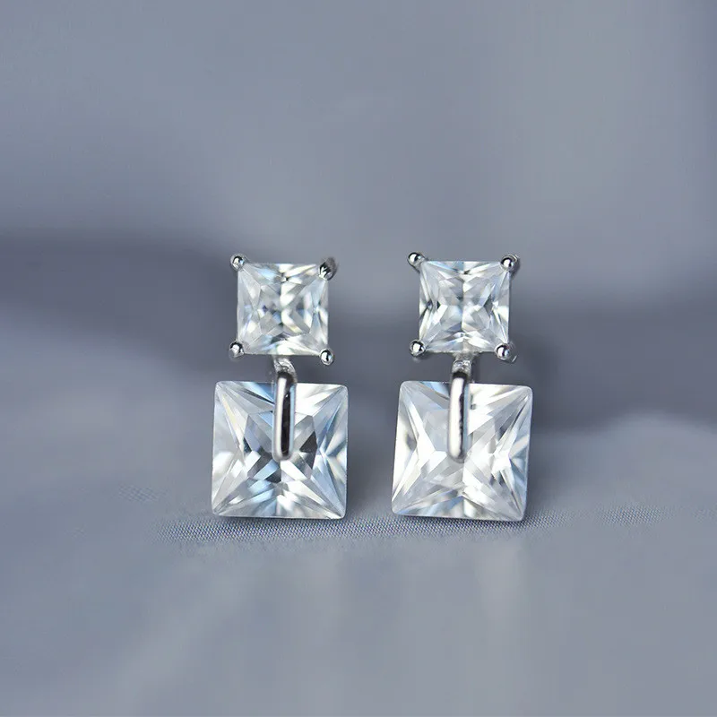 

925 sterling silver Stud earrings The size of the square Mosaic Women earrings fashion jewelry wholesale