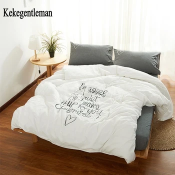 

Good Night Mr.100% Washed Cotton Bedding Set Retro Art White Gray Bedding Set Duvet Cover+Bed Sheet+Pillow Case Kekegentleman