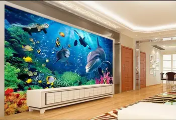 

3d wallpaper custom mural non-woven 3d room wallpaper 3 d sea world dolphin TV setting wall murals photo wallpaper for walls 3d