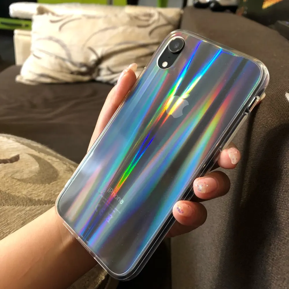 100PCS/Lot Gradient Laser Holographic Case for Samsung S8 S9 S10 Plus Note 8/9 M10 M20 M30 A40 A70 Transparent Soft Capa Fundas