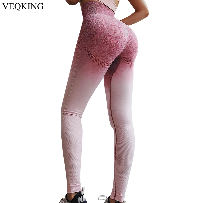 

Clearance Gradient Women Yoga Pants High Waist Stretchy Seamless Sports Leggings Hip Push Up Training Gym Fitness Running Tights