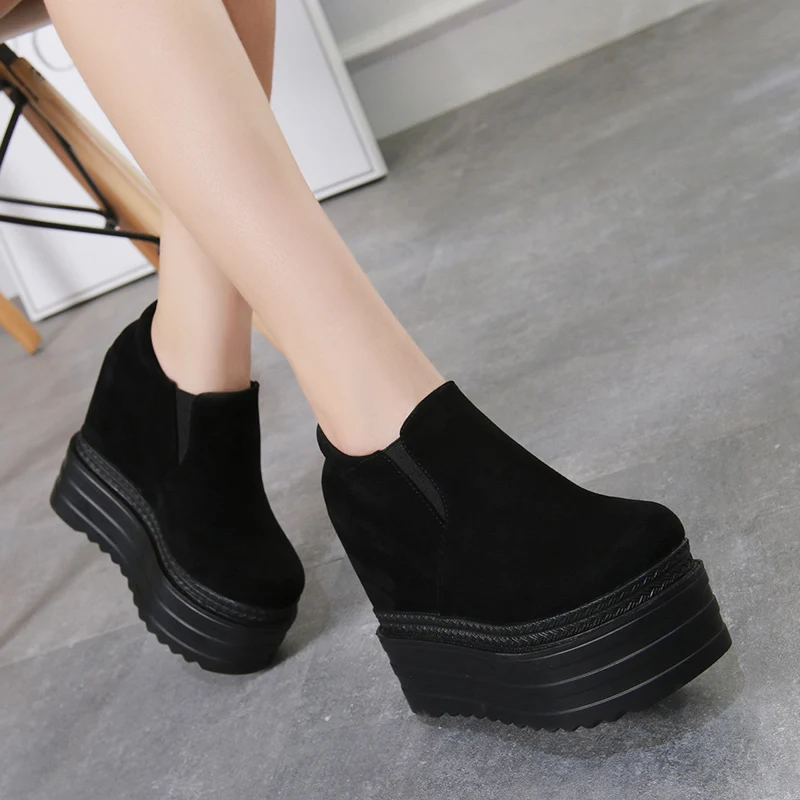 black suede platform boots