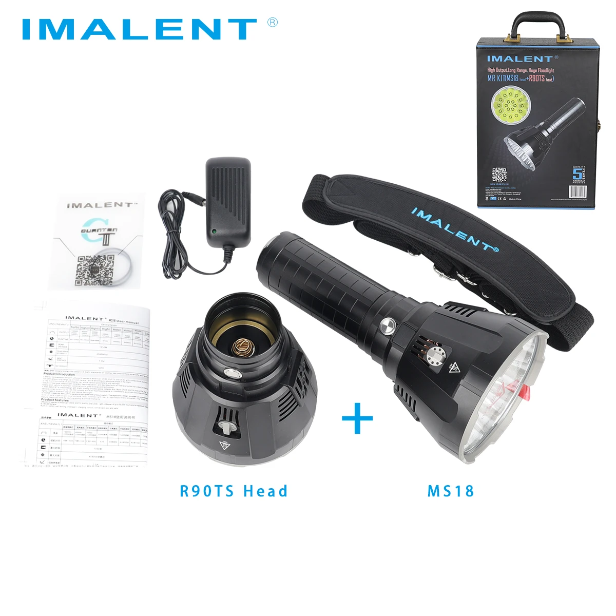 IMALENT MS18 фонарик + R90TS головной набор (2 головки 1 корпус) CREE XHP35 HI/CREE XHP70.2 светодиодный