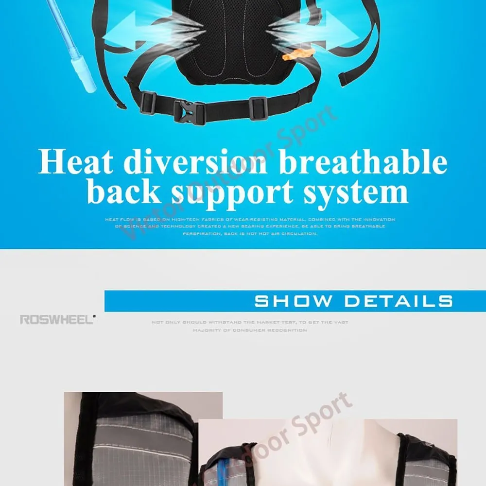 Discount Roswheel Waterproof Cycling Backpack MTB Bike Hydration Backpack Lightweight Sport Travel Backpack Water Bag Mochila Hidratacion 11