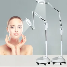 Светодиодный светильник с холодным светом, увеличительное стекло для косметических операций, для ногтей, для тату, пола, бестеневая лампа, увеличительная лупа, регулируемая высота