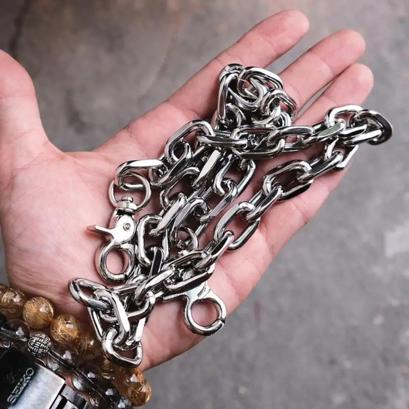 Men Women Hip Hop Silver Metal Wallet Chain Jeans Thick Chunky Links Chains