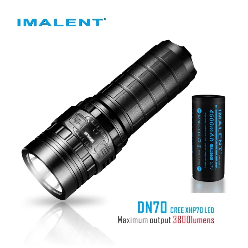 

IMALENT DN70 USB rechargeable CREE XHP70 3800 lumens 325 meters LED flashlight per battery 26650