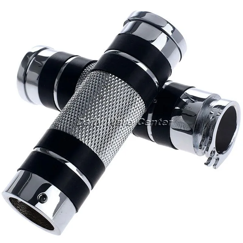 1Pair 22mm Motorcycle Handlebar Handle Hand Grips Chrome Bars Ends Universal for Cruisers Motor Bikes Choppers W/ 1\
