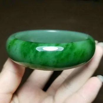 

h15#Russian material Hetian jade white plus green jasper bracelet