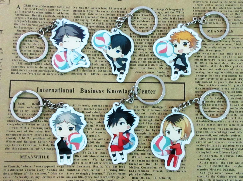 6pcs Haikyuu Characters Key Ring Pendants Sugawara Hinata Kageyama Kuroo Kenma Oikawa Haikyu Anime Players Cute