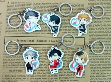6pcs Haikyuu Characters Key Ring Pendants Sugawara Hinata Kageyama Kuroo Kenma Oikawa Haikyu Anime Players Cute