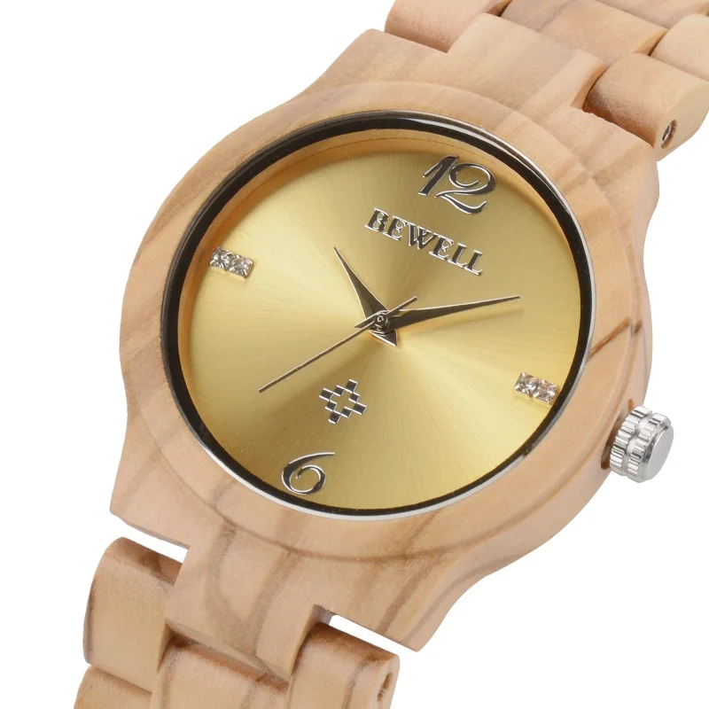 BEWELL Топ люксовый бренд женские деревянные часы браслет ремешок для девушки подарок часы дамы водонепроницаемые часы 153A - Цвет: White
