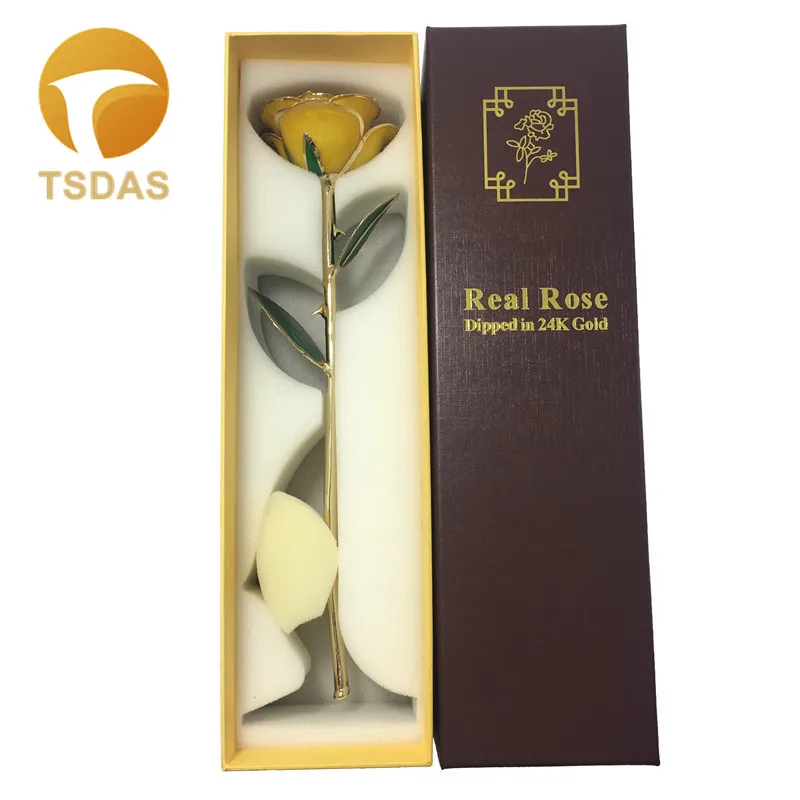 

Handmade Rose Perfect Valentine's Day Gifts 24k Gold Dipped Rose Yellow Color Gold Plated Rose for Home Decor