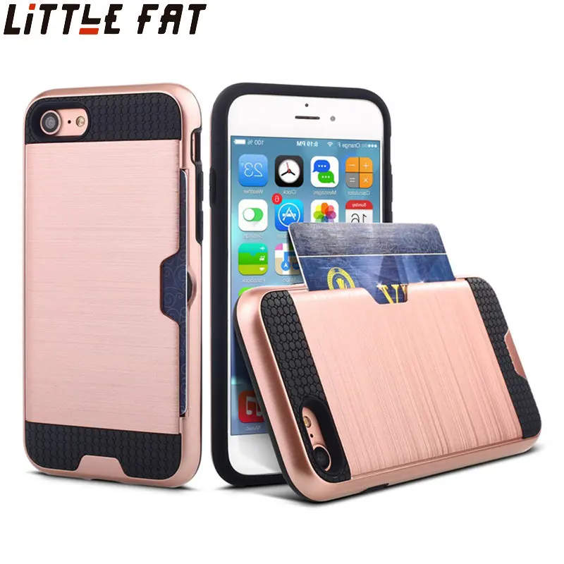 For iphone7/8 Armor Brushed Silicone Rubber Hard Plastic Case PLUS Double Layer PC+TPU with brush holder slot for card |