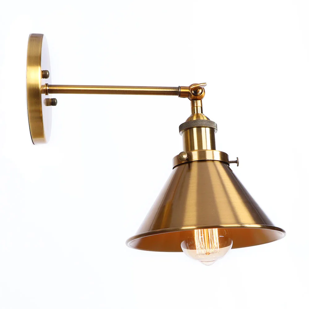 Скандинавское Золотое настенное бра, промышленный светодиодный настенный светильник, винтажный светильник, лофт, E27 лампа, железный Ретро домашний декоративный светильник, светильники