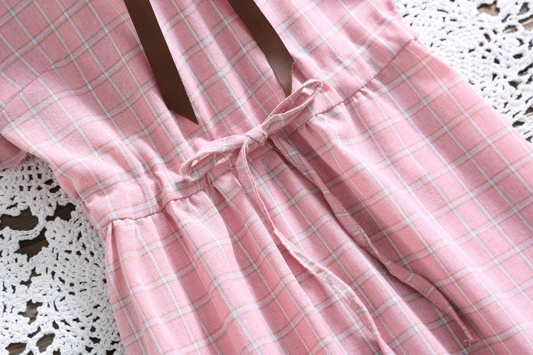 Mori girl kawaii платье в клетку, Новое поступление, летняя мода, плиссированное платье с коротким рукавом, японский стиль, женские платья