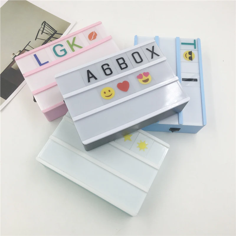 

A6 Size LED Cinema Light Box Home Night Lamp With Letter Card Emoji Combination DIY Lighting Message Box For Wedding / Party Led