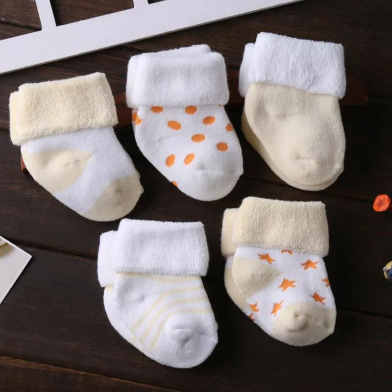 5 пара/лот; Новинка; хлопковые плотные детские носки для малышей; сезон осень-зима; теплые детские носки - Цвет: Yellow 5 Pair
