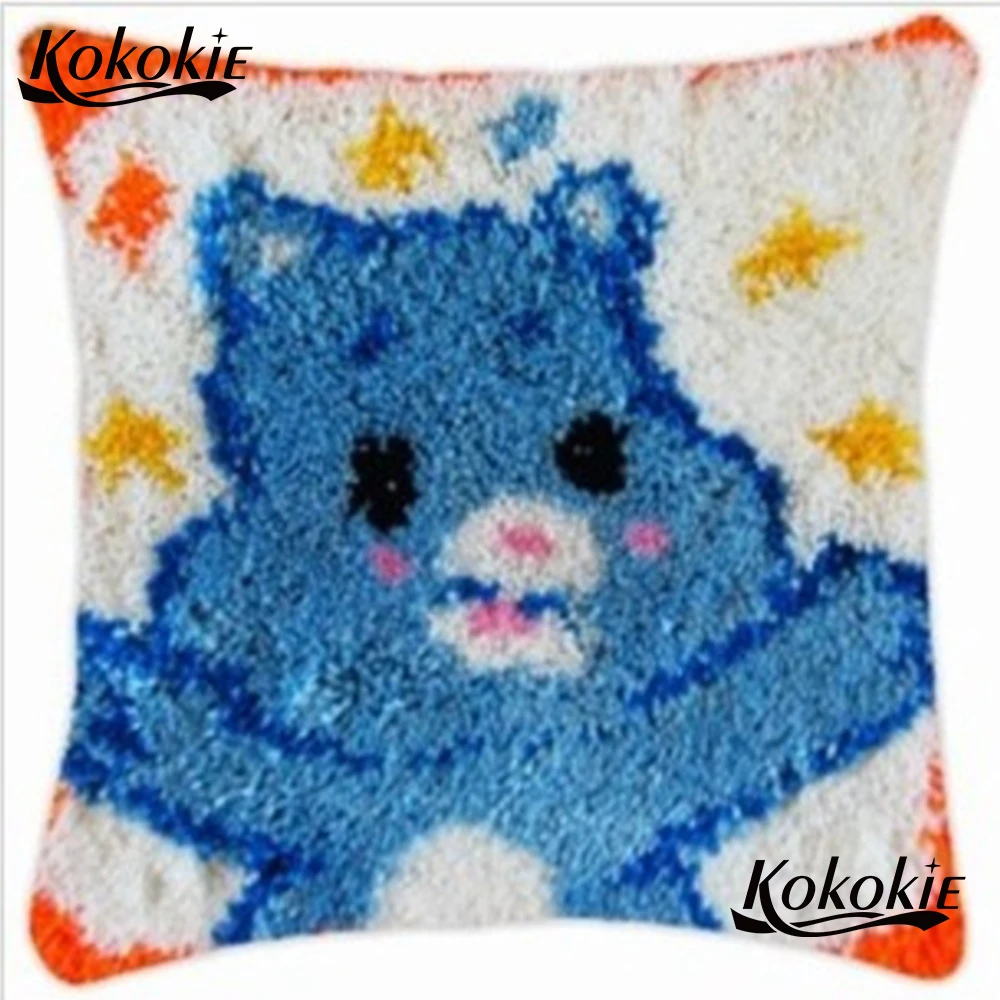latch hook pillow kit Unfinished Crocheting Rug Kits Yarn butterfly Pillowcase cross stitch embroidery needlework sets rug tool |