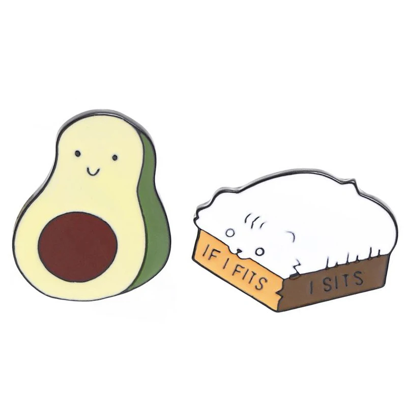 

Fashion Hot sale Cartoon Cute Fruit Brooch Avocado Comet Cat Enamel Pin Men Lady Jackets Lapel Badge Brooches Metal Jewelry Gift