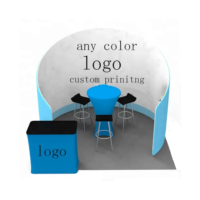 

Circular shape background standard 3*3m exhibition booth with custom printing