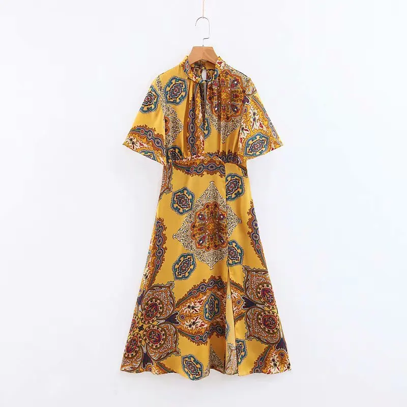 

XQ8-48-9313 European and American Fashion Wind Printed Dresses