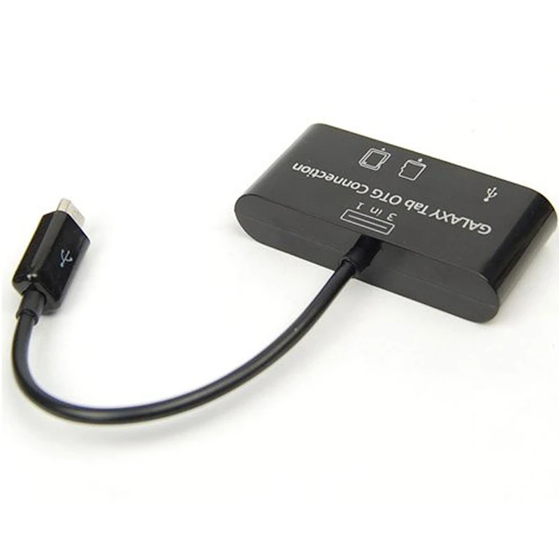 Черный 3 в 1 комплект подключения USB концентратор SD MMC TF Card Reader Адаптер для OTG мобильного телефона