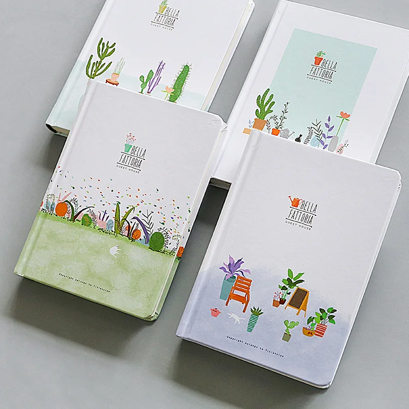 Kawaii Hardcover Cactus Potted Plants Notebook Diary Monthly Weekly
