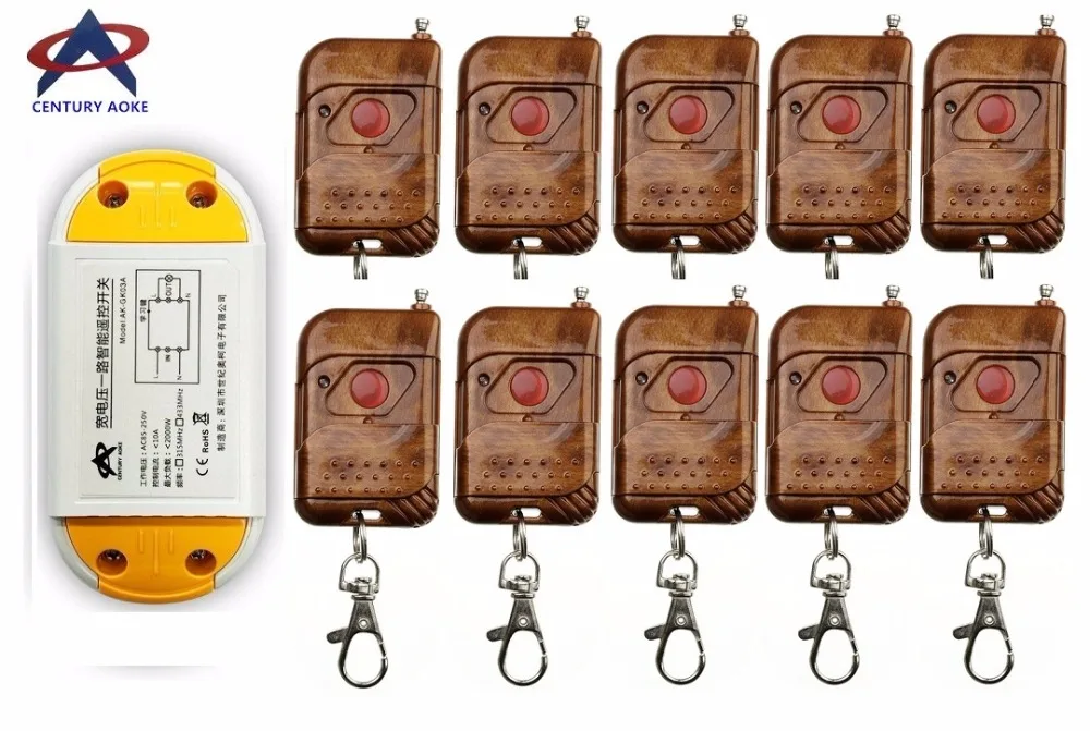 

110V AC220V 240V 1CH 10A Wireless Remote Control Switch System teleswitch Receiver and Transmitter Applicance Garage Door