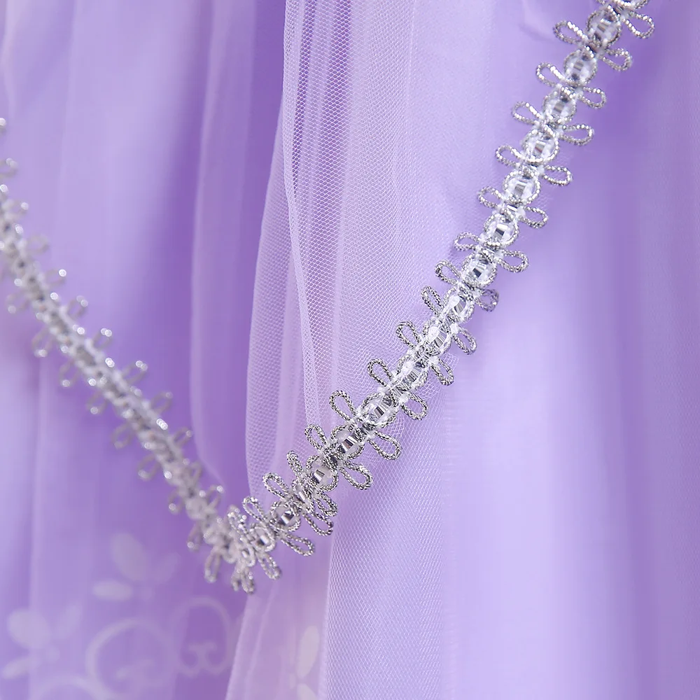 Платье принцессы Софии для девочек; Детские платья Софии с пышными рукавами и цветочными бусинами; праздничные платья на Хэллоуин; карнавальный костюм Авроры; vestidos
