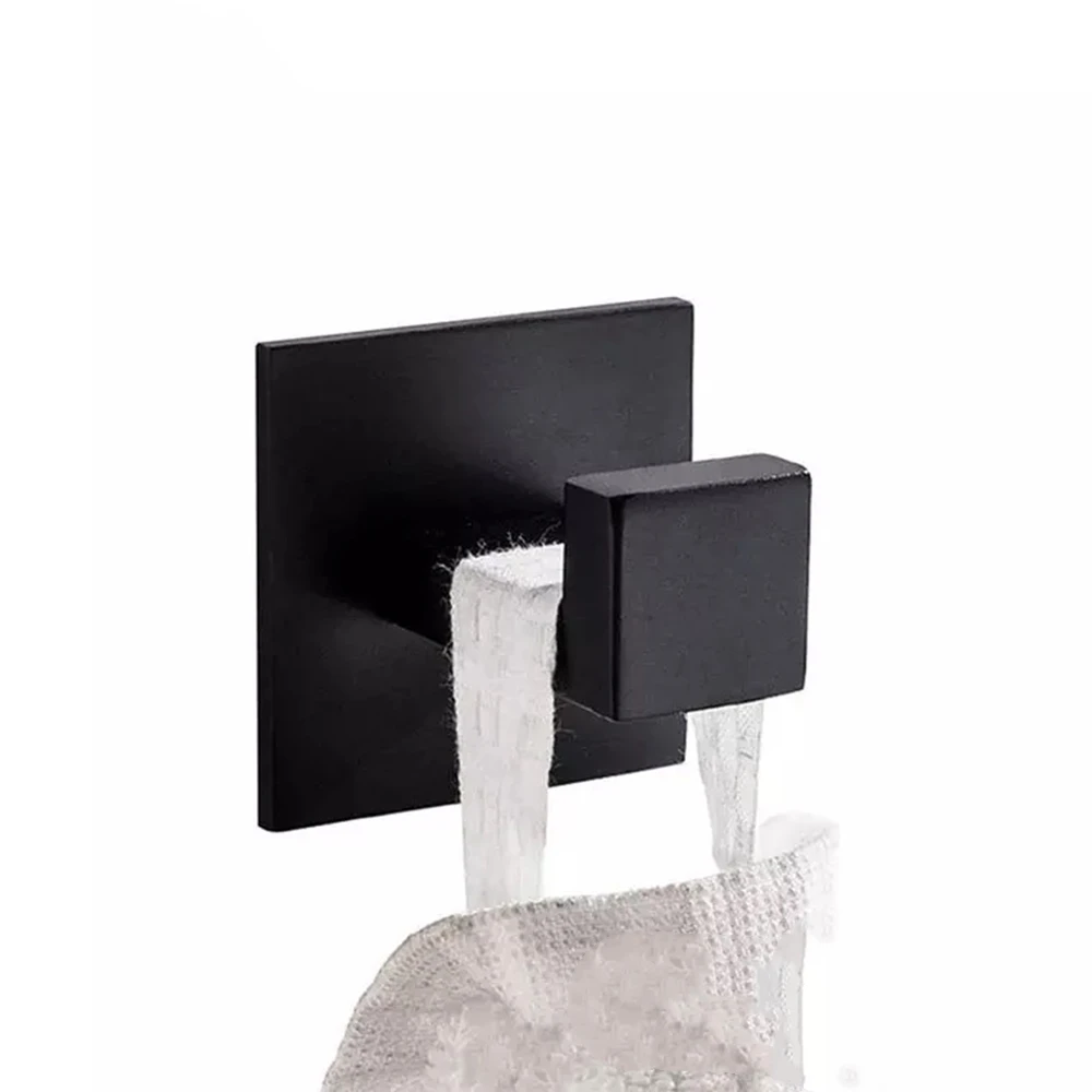 Самоклеющийся крючок для полотенец из нержавеющей стали Sqaure черный матовый/хромированный крючок для халата современный ванная комната