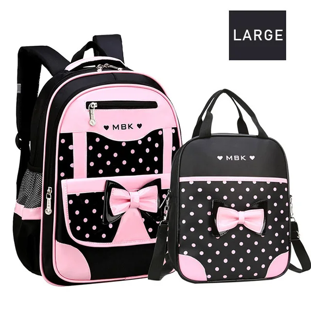 Детский рюкзак для девочек, школьные сумки, рюкзаки с рисунком, детские сумки, ортопедический школьный ранец, студенческий ранец, Mochila Infantil - Цвет: large black handbag