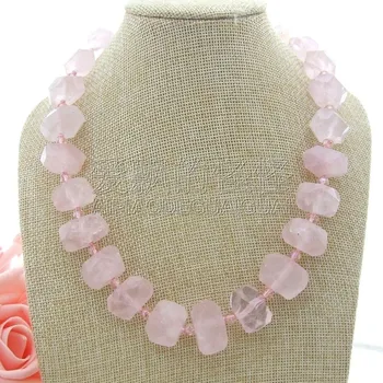 

N050909 19'' Faceted Rose Nugget Crystal Necklace