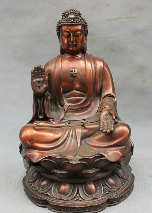 

10" Tibet Pure Bronze Folk Joss Pray Bless Shakyamuni Sakyamuni Buddha Statue